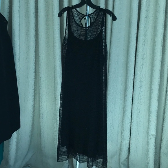 eileen fisher black lace dress Eileen Fisher Turtleneck Stretch Jersey Midi Dress